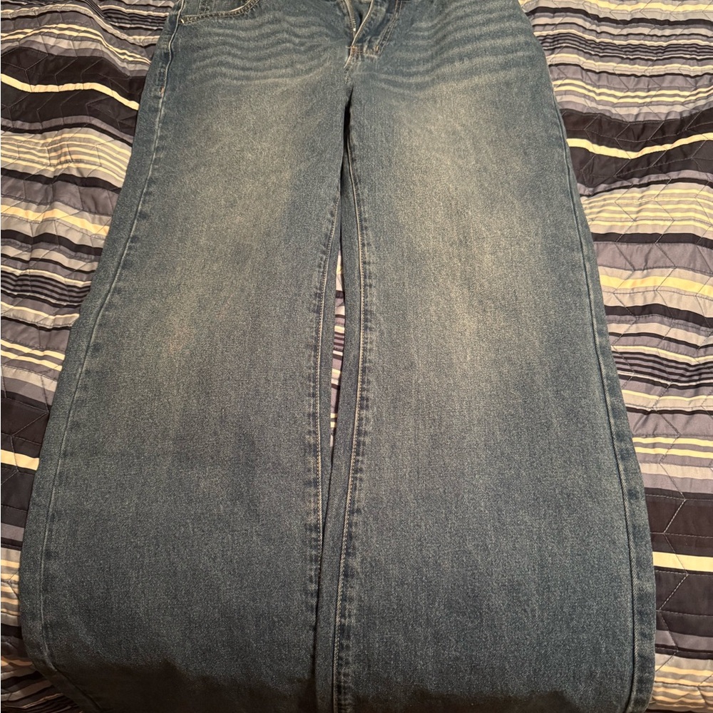 SHEIN Blue Flare Wide Leg Jeans